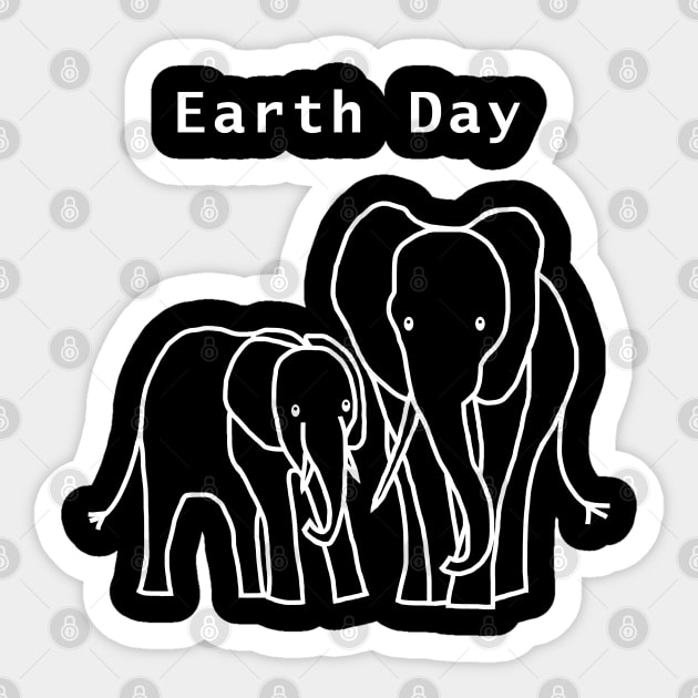 White Line Earth Day Elephants Sticker by ellenhenryart